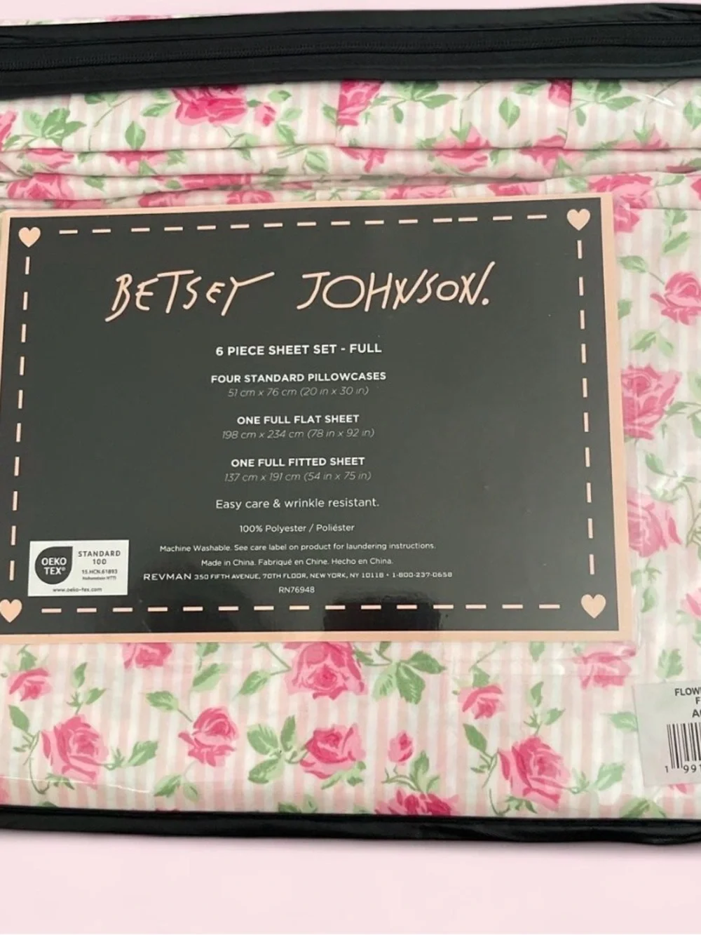 Betsey Johnson Pink Rose Floral Full Sheet Set